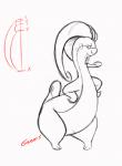 2019 2d_animation ambiguous_gender animated digital_drawing_(artwork) digital_media_(artwork) garrts generation_6_pokemon goodra half-closed_eyes hands_on_waist loop markings narrowed_eyes nintendo pokemon pokemon_(species) short_playtime signature simple_background sketch solo standing tail tail_markings thick_tail thick_thighs unfinished white_background