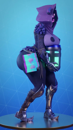 anthro areola arm_tuft armor armored_boots big_breasts big_butt blue_background breasts butt cat_smile clothing eye_scar eyes_closed facial_scar female gauntlets gloves handwear hip_tuft holding_object huge_butt nipples object_between_cheeks purple_areola purple_hood purple_nipples scar shoulder_tuft simple_background solo thick_thighs tuft white_nose wide_hips vllrukkin s1nnerfox_(modeler) epic_games fortnite raven_team_leader bear mammal 3d_(artwork) 3d_animation 9:16 animated digital_media_(artwork) hi_res no_sound short_playtime turntable_(animation) video