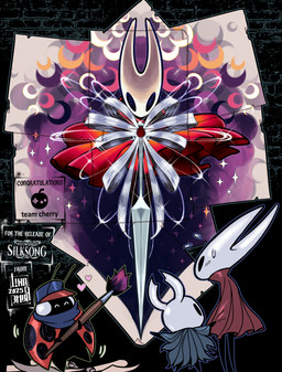 ambiguous_gender black_body black_legs blue_clothing blue_headwear blue_scarf bodily_fluids cloak clothed clothing group headgear headwear holding_object horn hornet's_needle red_cloak red_clothing scarf sweat sweatdrop text trio linaprime hollow_knight:_silksong hollow_knight_(franchise) team_cherry fan_character hornet_(hollow_knight) the_knight_(hollow_knight) arthropod beetle cucujoid insect ladybug vessel_(species) 2025 absurd_res english_text hi_res female_(lore) half_sister_(lore) nonbinary_(lore) sibling_(lore) sister_(lore)