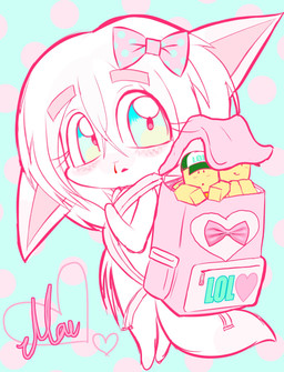 accessory albertsstuff ambiguous_gender anthro backpack blood bodily_fluids chibi female freckles group hair_accessory hair_ribbon nosebleed ribbons trio manglegirllol mae_(manglegirllol) canid canine fennec_fox fox mammal robloxian true_fox hi_res