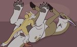 anthro anthro_on_feral anthro_on_top anthro_penetrating anthro_penetrating_female anthro_penetrating_feral bestiality big_teats blush bodily_fluids brown_body brown_fur claws cloven_hooves duo female female_on_bottom female_penetrated feral feral_on_bottom feral_penetrated fur genital_fluids genitals hair hair_bun hooves horn larger_female larger_feral larger_on_bottom larger_penetrated legs_up long_neck lying male male/female male_on_feral male_on_top male_penetrating male_penetrating_female male_penetrating_feral on_back on_bottom on_top open_mouth pawpads penetration penile penile_penetration penis penis_in_pussy pussy_juice_on_penis sex size_difference small_dom_big_sub smaller_anthro smaller_male smaller_on_top smile tail tan_body tan_fur teats toe_claws vaginal vaginal_fluids vaginal_penetration ahatas swiss_(mustard) thyme_(mustard) felkin hybrid sergal animated digital_media_(artwork) hi_res short_playtime