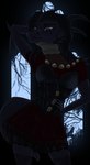 alternative_fashion anthro clothing dark dress goth looking_at_viewer pose tail twilight window vandclash mythology lenore_skye_(character) dragon mythological_creature mythological_scalie reptile scalie hi_res herm_(lore)