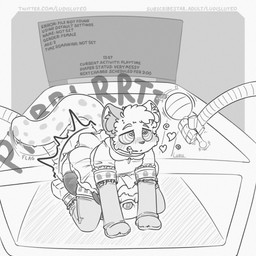 ageplay anthro big_diaper blush blush_lines bodily_fluids bondage_gear bondage_gloves booties butt butt_grab clothed clothing diaper dress drooling error_message excessive_feces feces femboy feminization front_view fur grope groping_diaper groping_from_behind hand_on_butt handwear head_tuft heart_eyes heart_symbol huge_diaper hyper hyper_feces hyper_soiling hypnosis implied_chastity inner_ear_fluff kneeling lock_symbol machine male markings mind_control playpen pooping rattle robotic_arm roleplay saliva simple_background soiled_diaper soiling soiling_diaper solo spiral spots spotted_body spotted_fur tail tail_motion tailwag teeth text tuft twitter_handle unclean_diaper used_diaper wearing_diaper ludis-luteo jordan_(chronokitten) felid mammal pantherine snow_leopard 1:1 2024 absurd_res english_text hi_res monochrome signature url