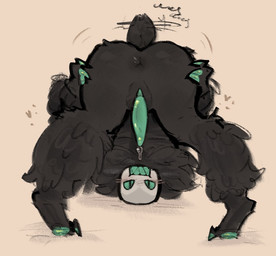 animal_genitalia anthro anus bent_over bodily_fluids dripping fluffy genital_fluids genital_slit genitals green_penis male penis precum precum_drip precum_string slit_penis solo tail tail_motion tailwag tapering_penis upside_down pisslovwr69 die_of_death roblox pursuer_(die_of_death) mammal pursuer_(species) unknown_species