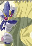 anthro blush looking_at_viewer male shower shower_curtain solo winged_arms wings chikichikitaron breath_of_the_wild nintendo the_legend_of_zelda revali avian bird rito hi_res watermark