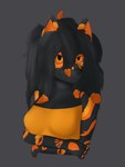 anthro black_body black_fur breasts clothing female fur hair markings orange_eyes orange_markings orange_stripes solo stripes topwear tube_top conditional_dnp gusta naranja_(gusta) canid canine fox mammal 3:4 hi_res