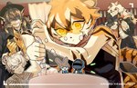 2022 aak_(arknights) amiya_(arknights) anthro arknights biped birthday_cake brown_hair cake camera_view canid canine canis cooking countershade_fur countershading decorating dessert digital_media_(artwork) doctor_(arknights) domestic_dog eel eyewear eyewear_on_head felid fish floppy_ears food fur glasses glasses_on_head group hair hi_res humanoid hung_(arknights) hypergryph jaye_(arknights) lee_(arknights) looking_at_viewer male mammal marine mochidaxxx mtd_pop pantherine shaded simple_shading slim_anthro slim_male species_request studio_montagne tiger waaifu_(arknights) warm_colors white_body white_countershading white_fur white_hair