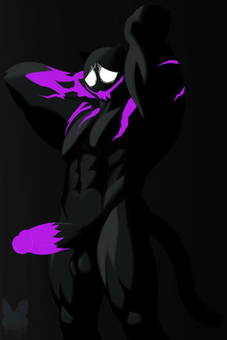 anthro balls big_balls big_penis black_balls black_penis darkness flexing fur genitals grey_body grey_fur low_light male male/male muscular nude nude_anthro nude_male penis pink_penis scar smile solo vornyrabbit epic_games fortnite phantom_meowscles felid feline mammal absurd_res hi_res