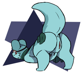 belt blue_body blue_skin bottomwear butt clitoris clothing female genitals markings mask pink_vulva plant presenting presenting_hindquarters scarf simple_background skirt smug solo vulva white_eyes coppermonoxide rain_world videocult luma_(zarnox) slugcat
