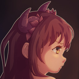brown_background brown_hair female hair horn side_view simple_background solo tan_body tan_skin yellow_eyes anikki horned_humanoid humanoid 1:1 hi_res tagme