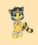 anthro bandage egyptian female looking_at_viewer navel simple_background solo standing some_sort_of_fox animal_crossing nintendo ankha_(animal_crossing) domestic_cat felid feline felis mammal