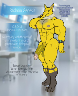 abs anthro balls big_penis body_hair chest_hair clock clothing coat coat_cape confident_male dialogue erection garter_straps genitals grin hair half-erect lab_coat laboratory male muscular muscular_male pecs penis smile solo standing text topwear watch yellow_body tiburalgo nintendo pokemon generation_1_pokemon hypno_(pokemon) pokemon_(species) english_text hi_res