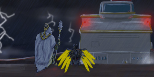 bone coin duo electricity ferryman lightning machine metallic_body raining ship skeleton staff storm vehicle watercraft wings marunishkek new_blood_interactive ultrakill v1_(ultrakill) robot absurd_res hi_res