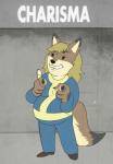 anthro belly big_belly female pregnant solo ashwolves5 shep fallout microsoft canid canine canis domestic_dog mammal hi_res