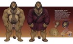 absurd_res aldrich_haynes_(thepurp) annoyed anthro balls bathrobe belly belly_hair big_penis body_hair butt chest_tuft clothing container cup english_text erection felid finn_(thepurp) flaccid footwear foreskin genitals hi_res jewelry lion male mammal mane mature_male model_sheet musclegut muscular muscular_male necklace nipples nude pantherine pecs penis robe sandals slightly_chubby smile solo text thepurp thick_thighs tuft