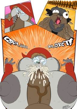 5_fingers anthro anthro_on_anthro areola big_areola big_breasts big_nipples big_penis black_chest_hair black_hair bodily_fluids body_hair breasts brown_body brown_fur brown_hair buckteeth bulging_eyes chest_hair chubby_cheeks claws clothed clothing cosplay cum cum_from_nose cum_in_mouth cum_in_nose cum_in_throat cum_inside dialogue dreadlocks duo ejaculation excessive_cum excessive_genital_fluids exhibitionism eyewear fellatio female finger_claws fingerless_gloves fingers fur genital_fluids genitals glasses gloves green_eyes grey_areola grey_body grey_clothing grey_fur grey_hoodie grey_nipples grey_scarf grey_topwear hair handwear hat headgear headwear hoodie huge_areola huge_breasts huge_nipples huge_penis humanoid_genitalia humanoid_penis hyper hyper_breasts hyper_cum hyper_cumming hyper_genitalia hyper_orgasm hyper_penis mage_hat magic_user male male/female nipples notched_ear obese obese_anthro obese_female obese_male oral orgasm orgasm_face overweight overweight_anthro overweight_female overweight_male partially_clothed partially_clothed_anthro partially_clothed_female partially_clothed_male penile penis pigtails public public_nudity public_sex red_claws red_clothing red_finger_claws red_gloves red_handwear red_hat red_headwear scarf screaming_orgasm sex snaggle_tooth speech_bubble teeth text thief thief_outfit topwear vein veiny_penis wearing_glasses wildtake eth_(artist) lina_(eth) starknight_(starknight321) gnoll hyena mammal rodent sciurid tree_squirrel 2022 comic english_text hi_res multiple_scenes