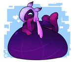 anthro belly big_belly butt female glistening glistening_belly glistening_butt glowing glowing_eyes hair hair_over_eye hand_on_cheek heart_symbol huge_belly hyper hyper_belly inflation long_hair lying lying_on_self on_front one_eye_obstructed overweight overweight_female purple_body purple_hair resting_on_belly solo white_eyes wireframe foamytail epic_games fortnite tarr_(fortnite) digital_creature humanoid