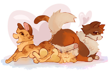 >_< adult_on_young age_difference ambiguous_gender bedroom_eyes blush blush_lines bodily_fluids breasts brown_body brown_fur countershade_torso countershading dominant dominant_female drooling eyelashes eyeliner eyes_closed facesitting female feral forced freckles fur glistening glistening_eyes gloves_(marking) group heart_symbol makeup markings multi_breast multicolored_body narrowed_eyes nipples older_female open_mouth orange_body orange_fur pawpads raised_leg raised_tail rape saliva seductive sex sitting_on_another spots spotted_body tail trio yellow_body yellow_eyes yellow_fur young young_feral conditional_dnp waterthissport warriors_(book_series) appledusk_(warriors) frecklewish_(thunderclan) mapleshade_(warriors) domestic_cat felid feline felis mammal hi_res