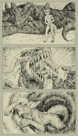 anthro anthro_pred bodily_fluids dripping duo extreme_size_difference fangs foam goo_drip guts horn inside_stomach larger_anthro larger_male larger_pred male male_pred male_prey muscular muscular_anthro muscular_male organs pawpads paws purple_body purple_flesh purple_insides purple_internal red_eyes saliva saliva_drip saliva_string sharp_teeth size_difference slime soft_vore spiked_tail spikes spikes_(anatomy) stomach stomach_acid tail teeth vore wet willing_pred ruenako mythology devourer_(razor_koopa) canid canine dragon goo_creature goo_dragon mammal mythological_creature mythological_scalie scalie black_and_yellow comic hi_res monochrome