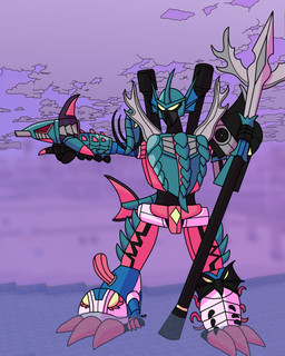 ambiguous_gender detailed_background front_view machine outside screencap screencap_background solo weapon rhp hasbro takara_tomy transformers piranacon aquatic arthropod cephalopod coleoid combiner crustacean decapod decapodiform fish humanoid lobster malacostracan mollusk reptile robot scalie seacons shark squid turtle absurd_res digital_drawing_(artwork) digital_media_(artwork) hi_res