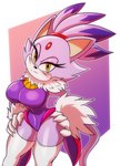 anthro big_breasts breasts clothed clothing female hand_on_hip legwear purple_body solo thigh_highs wide_hips solratic sega sonic_the_hedgehog_(series) blaze_the_cat domestic_cat felid feline felis mammal hi_res