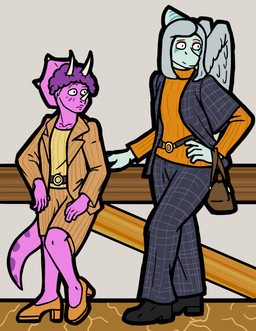 alternate_universe anthro duo female grey_hair hair horn purple_hair russian simple_background soviet_union wings shock_trooper_(artist) cavemanon_studios goodbye_volcano_high ko_op_(game_developer) snoot_game fang_(gvh) trish_(gvh) ceratopsian ceratopsid chasmosaurine dinosaur marginocephalian ornithischian prehistoric_species pterosaur reptile scalie triceratops