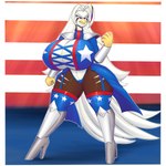 american_flag angry anthro armor ballet ballet_boots big_breasts boots bracers breasts cleavage cleavage_cutout clothed clothing coat cutout dancewear female fist footwear greaves hair hero_pose high_heeled_boots high_heels highleg huge_breasts legwear patriotic_clothing pauldron purple_eyes shoes solo thigh_boots thigh_highs thong topwear trenchcoat tricolor underwear united_states_of_america white_hair boiful chroma_(famwammer) accipitrid accipitriform avian bald_eagle bird eagle sea_eagle 1:1 absurd_res hi_res