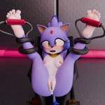 anthro anus areola barefoot bdsm blush bound breasts butt feet female fur genitals nipples nude open_mouth open_smile purple_body purple_fur small_breasts smile soles solo spread_legs spreading tickle_fetish tickle_torture tickling tickling_feet vulva white_body white_fur yellow_eyes twintails3d sega sonic_the_hedgehog_(series) blaze_the_cat domestic_cat felid feline felis mammal 1:1 2025 3d_(artwork) digital_media_(artwork) hi_res