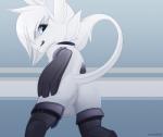 anthro anus armwear blue_eyes butt clothing collar femboy genitals legwear male penis presenting presenting_hindquarters simple_background solo stockings warden006 microsoft ori_(series) xbox_game_studios fan_character ori_(ori) wardy guardian_spirit mammal digital_media_(artwork)