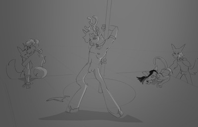 anthro balls clothing dancing female flaccid fur genitals group group_sex houston_(voidworkafterdark) male minerva_(voidworkafterdark) nipples nude open_mouth penis pole pole_dancing sex simple_background strip_club stripper stripper_pole taking_picture underwear undressing voidworkafterdark moxie_(voidworkafterdark) bird_dog canid canine canis deer domestic_cat domestic_dog felid feline felis golden_retriever hunting_dog mammal retriever hi_res monochrome sketch