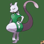 blep clothing clover_(plant) clover_leaf collar digitigrade female green_clothing green_eyes leaf long_tail looking_at_viewer plant seductive solo tail tattoo thick_thighs tongue tongue_out reallydarkandwindie nintendo pokemon clover_(darknwindie) generation_1_pokemon legendary_pokemon mewtwo pokemon_(species) 1:1 hi_res