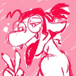 accessory anthro breathing eyewear glasses hair hair_accessory long_hair male shirtless_male slim solo tongue tongue_out wearing_glasses alltoospicy mythology pepper_(alltoospicy) dragon mythological_creature mythological_scalie scalie 1:1 hi_res