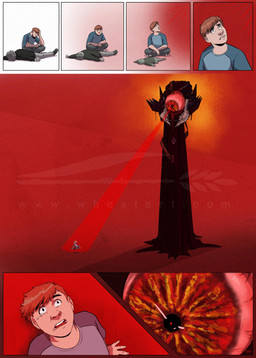 being_watched blood bodily_fluids bone building clothed clothing crying cybernetics death dissolving duo extreme_size_difference eyeball feral looking_at_another machine macro male mandibles scared size_difference spotlight spotlight_beam tears tower transformation wheatart animorphs crayak jake_berenson alien cyborg deity gastropod human mammal mollusk slug yeerk 2025 comic hi_res watermark