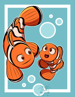 ambiguous_gender bubble duo feral fish_tail orange_body orange_fin orange_stripes orange_tail stripes tail underwater water white_stripes young young_ambiguous young_feral rimachi-rimak disney finding_nemo pixar marlin_(finding_nemo) nemo_(finding_nemo) aquatic clownfish fish pomacentrid 2026 hi_res male_(lore)