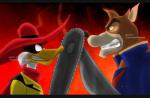angry avian chainsaw clothed clothing crossover darkwing_duck disney don_karnage duck duo eye_contact fedora hat negaduck smirk sword talespin thepirateprincess weapon
Rating: Safe
Score: -1
User: Sods
Date: March 05, 2014