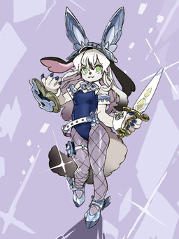 anthro blue_clothing blue_leotard breasts clothing fake_ears female fishnet_clothing fishnet_legwear footwear green_eyes holding_melee_weapon holding_object holding_shield holding_sword holding_weapon legwear leotard looking_at_viewer melee_weapon on_one_leg shield shoes simple_background smile solo standing sword tail weapon gomtaros canid canine canis domestic_dog mammal 2020 absurd_res digital_media_(artwork) hi_res