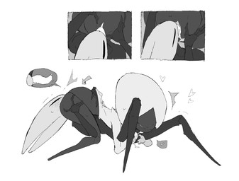 69_position anthro biped black_body black_butt black_eyes blush blush_lines bodily_fluids bottomless bottomless_female bottomless_humanoid butt cloak clothed clothing cunnilingus cutaway deep_cunnilingus duo empty_eyes female female/female female_anthro female_humanoid genital_fluids genitals heart_symbol holding_melee_weapon holding_object holding_sword holding_weapon hornet's_needle humanoid_on_anthro internal internal_vaginal looking_at_another looking_at_partner melee_weapon narrowed_eyes nude oral penetration red_cloak red_clothing sex side_view simple_background speech_bubble sword tongue tongue_out tongue_penetration vaginal vaginal_fluids vulva weapon white_background white_body white_eyes white_tongue white_vulva justdog hollow_knight:_silksong hollow_knight_(franchise) team_cherry hornet_(hollow_knight) lace_(hollow_knight:_silksong) arthropod humanoid 2026 digital_drawing_(artwork) digital_media_(artwork) hi_res monochrome