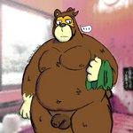 anthro balls brown_body brown_fur flaccid fur genitals humanoid_hands male overweight overweight_anthro overweight_male penis solo ryokun animal_crossing nintendo ike_(animal_crossing) bear mammal 1:1 2021