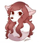 anthro big_eyes clothed clothing female fur hair looking_at_viewer simple_background solo white_background nanokyuu canid canine mammal low_res