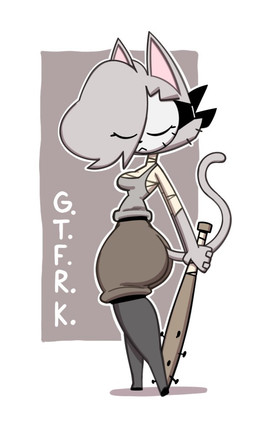 anthro arm_wraps bat_(object) boots bottomwear brown_bottomwear brown_clothing brown_pants cheek_tuft chest_wraps clothing eye_through_hair eyes_closed facial_tuft female footwear grey_clothing grey_shirt grey_tank_top grey_topwear hair hair_over_eye hands_behind_back holding_object mask nailed_bat neck_wraps pants shirt shoes side_view solo tail tail_between_buttocks tank_top topwear translucent translucent_hair tuft whiskers wraps maddeku gata_the_future_russian_kitty gata_preobrazhenskaya domestic_cat felid feline felis mammal russian_blue 3:5