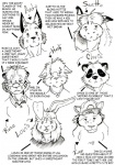 anthro female flower group male plant rose_(flower) text leomagna chris_(leomagna) ian_(leomagna) louis_(leomagna) saetto bear canid canine canis cheetah domestic_dog felid feline fox giant_panda husky lion mammal nordic_sled_dog pantherine spitz wolf bust_portrait comic english_text greyscale headshot_portrait monochrome pen_(artwork) portrait traditional_media_(artwork)