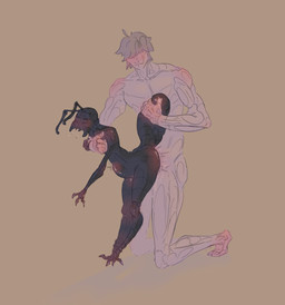 2_toes 3_fingers 4_eyes 5_fingers abdominal_bulge antennae_(anatomy) anthro anthro_penetrated arthropod_abdomen arthropod_abdomen_fingering arthropod_abdomen_penetration bald biceps black_body blush bodily_fluids body_blush brown_hair butt_blush claws covered_eyes deep_penetration duo elbow_blush exoskeleton face_blush feet female female_anthro finger_claws fingers forearms genital_fluids hair hand_blush holding_abdomen holding_chest holding_other human_on_anthro human_penetrating human_penetrating_anthro interspecies knee_blush larger_human larger_male lifted looking_pleasured male male/female male_human mandibles monotone_background monotone_body multi_eye muscular muscular_male penetration pincers saliva saliva_string sex shoulder_blush simple_background size_difference smaller_anthro smaller_female thick_thighs toe_claws toes vaginal_fluids white_body skinnedteeth ant arthropod human hymenopteran insect mammal colored hi_res shaded