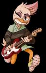 4_fingers bass_guitar clothed clothing fingers footwear grin guitar musical_instrument one_eye_closed pick_bass plucked_string_instrument shoes simple_background smile sneakers solo string_instrument transparent_background wink doritofalls disney ducktales ducktales_(2017) lena_(ducktales) anatid anseriform avian bird duck alpha_channel hi_res