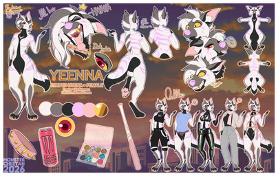 anthro biped bottomwear breasts butt claws clothed clothed_anthro clothed_female clothing feet female fingers front_view fully_clothed fully_clothed_anthro fully_clothed_female fur hair looking_at_viewer navel nude nude_anthro nude_female pawpads paws rear_view smile standing tail teeth toes tongue topwear monstercheetah yeenna_(monstercheetah) hyena mammal 2026 absurd_res digital_drawing_(artwork) digital_media_(artwork) hi_res model_sheet