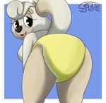 anthro clean_diaper clothed clothing diaper diaper_fetish female looking_back raised_tail rear_view solo tail wearing_diaper gassybigears69 bluey_(series) wendy_(bluey) canid canine canis chow_chow domestic_dog mammal spitz hi_res