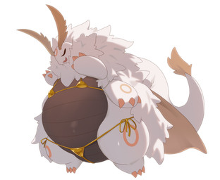 4_arms antennae_(anatomy) anthro belly big_belly bikini blush clothing embarrassed eyes_closed female fluffy multi_arm multi_limb overweight solo string_bikini swimwear two-piece_swimsuit wings mochitig golden_week mythology kinuyo_(mochitig) arthropod domestic_silk_moth dragon hybrid insect lepidopteran moth mythological_creature mythological_scalie scalie