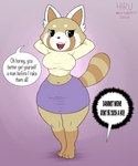 anthro breasts clothed clothing female fur mature_anthro mature_female midriff multicolored_body multicolored_fur navel open_mouth pose solo speech_bubble tan_body tan_fur teeth text tongue white_body white_fur hirurux aggretsuko sanrio retsuko's_mother ailurid mammal red_panda 2020 absurd_res english_text hi_res