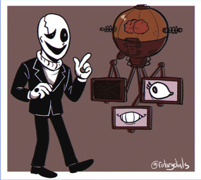 ambiguous_gender black_clothing black_footwear black_shoes black_suit bone brain_in_a_jar broken_moniter cathode_ray_tube clothing crt_monitor duo floating footwear gesture hand_gesture machine male new_vegas not_furry pointing shoes simple_background skeleton standing suit sweater topwear turtleneck white_clothing white_sweater white_topwear white_turtleneck nuclearconsole rotarydials fallout microsoft undertale undertale_(series) dr._mobius gaster animated_skeleton humanoid robot think_tank_(fallout) undead english_description