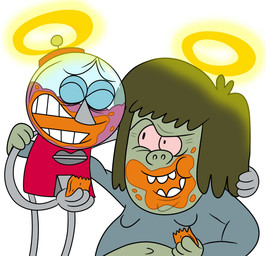 4_fingers chicken_wings duo eating eating_food fingers green_body green_skin gumball_machine halo laugh male on_model pink_sclera simple_background white_background davimastergamer cartoon_network regular_show benson_dunwoody muscle_man_(regular_show) animate_inanimate humanoid 2026 digital_drawing_(artwork) digital_media_(artwork) hi_res in_memoriam portuguese_description translated_description