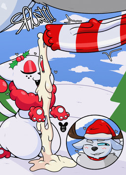 animal_genitalia animal_penis antlers big_penis bite biting_lip black_eyes blue_sclera blush blush_lines bodily_fluids christmas_clothing christmas_headwear clothing cum cum_on_ground duo ejaculation equine_genitalia equine_penis erection exclamation_point eyelashes eyes_closed female feral feral_on_feral freckled_face freckles genital_fluids genitals glistening_eyelids hands-free hat headgear headwear heart_symbol holidays horn huge_hips huge_thighs kneeling long_eyelashes male male/female one_eye_closed onomatopoeia open_mouth penis santa_hat sound_effects text thick_thighs white_body wide_hips luanctoons christmas junipurr deer domestic_cat felid feline felis mammal new_world_deer reindeer absurd_res english_text hi_res